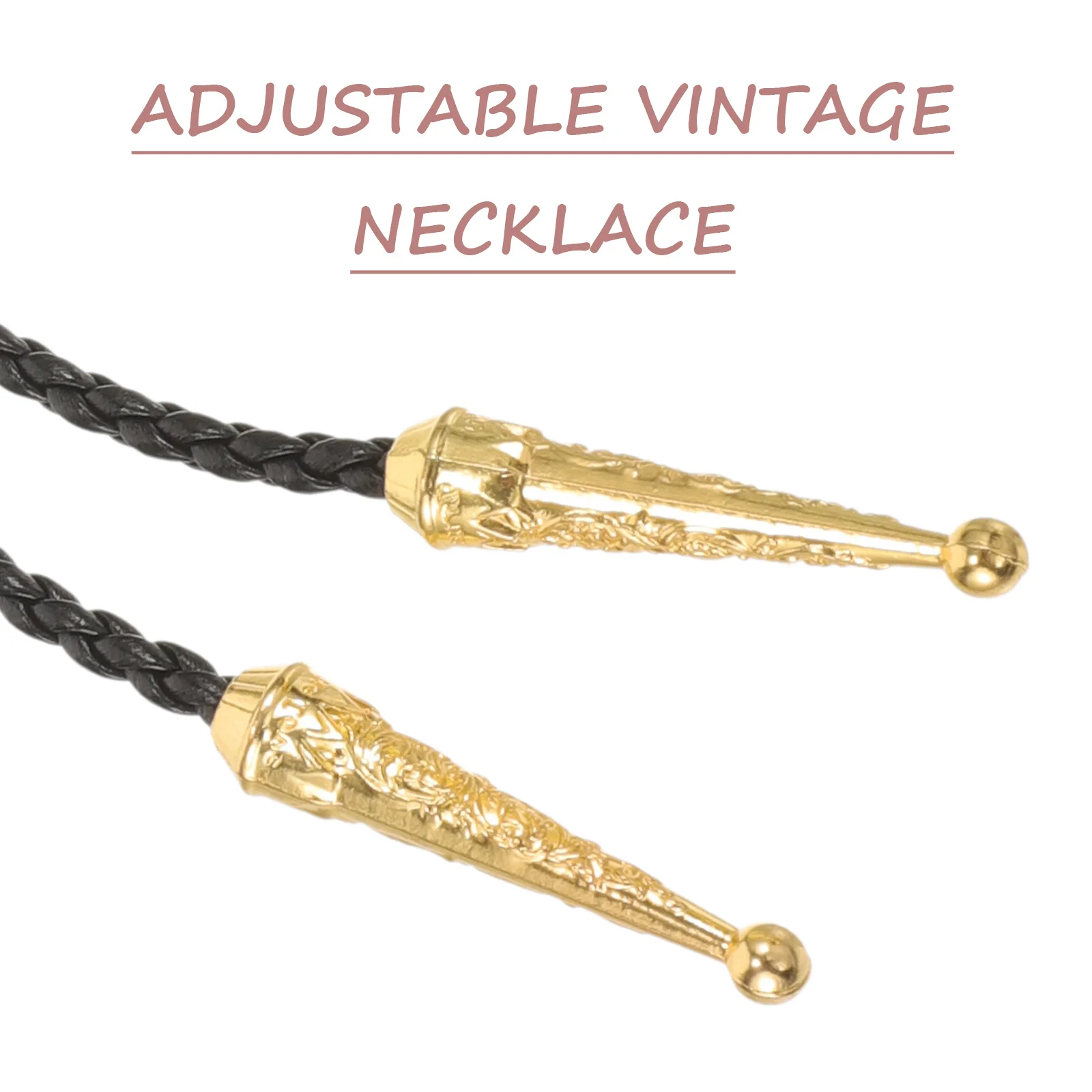 

Vintage Bolo Tie Western Accessories Rope Metal Adjustable Length Sophistication Necklace for Men Women
