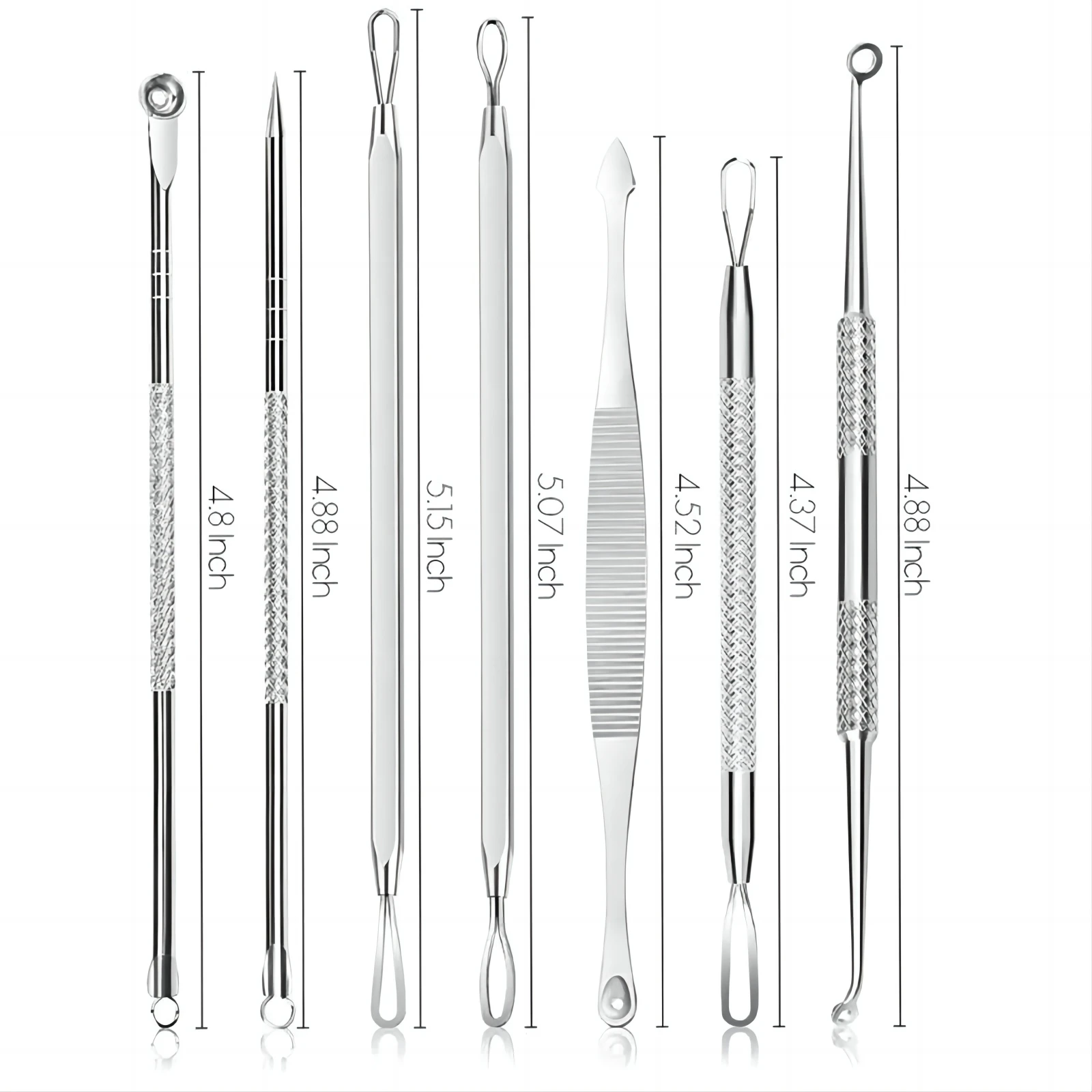 7 pçs kit removedor de cravo agulhas de aço inoxidável conjunto espinha comedone extrator ferramentas para limpeza da pele facial e nariz