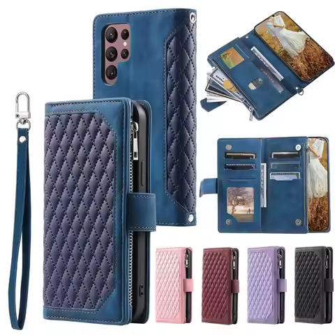 Rhombic Leather Case for Samsung Galaxy A15 A25 A35 A55 A14 A34 A54 A24 A05S A13 A23 A33 A53 A73 A52 A72 A32 A22 A12 Flip Wallet