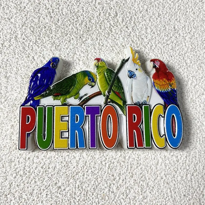 

Puerto Rico Tourist Commemorative Crafts Creative Letter Parrot Three-Dimensional Decoration3dPainted Refrigerator Magnet Gift