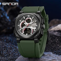 SANDA G Style Military Men Sports Watches Threeplace Time Waterproof Countdown LED Digital Electronic Quartz Wristwatch Male New