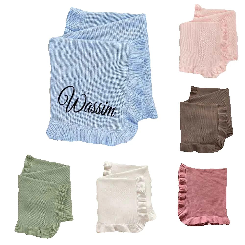 Couverture de bébé personnalisée pour nouveau-né fille et garçon – Couverture personnalisée avec nom brodé, cadeaux d'anniversaire arabes pour nouveau-né