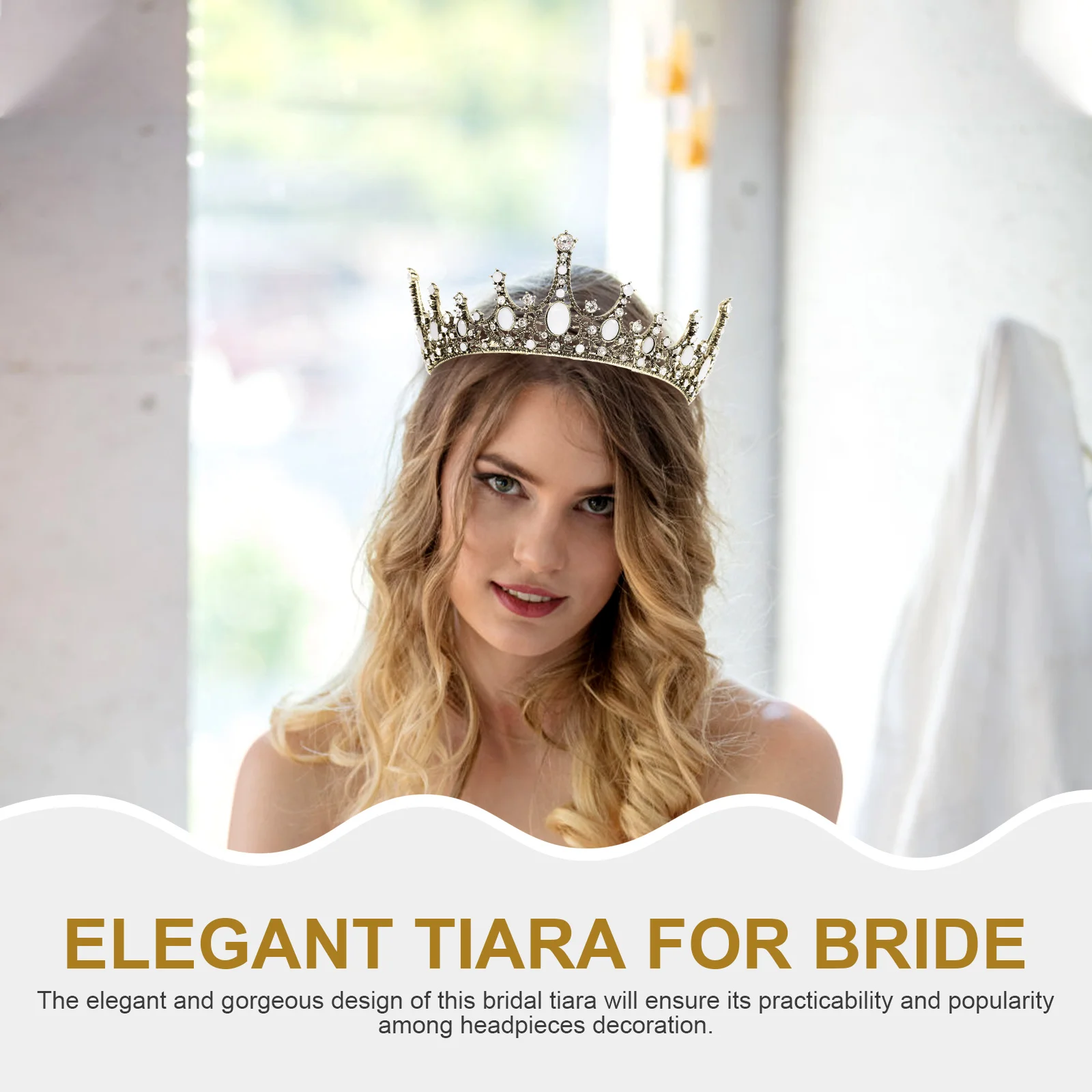 

Elegant Bridal Tiara Crown Accessory Crystal Hair Piece Wedding Engagement Banquet Party Decorations Lightweight Durable