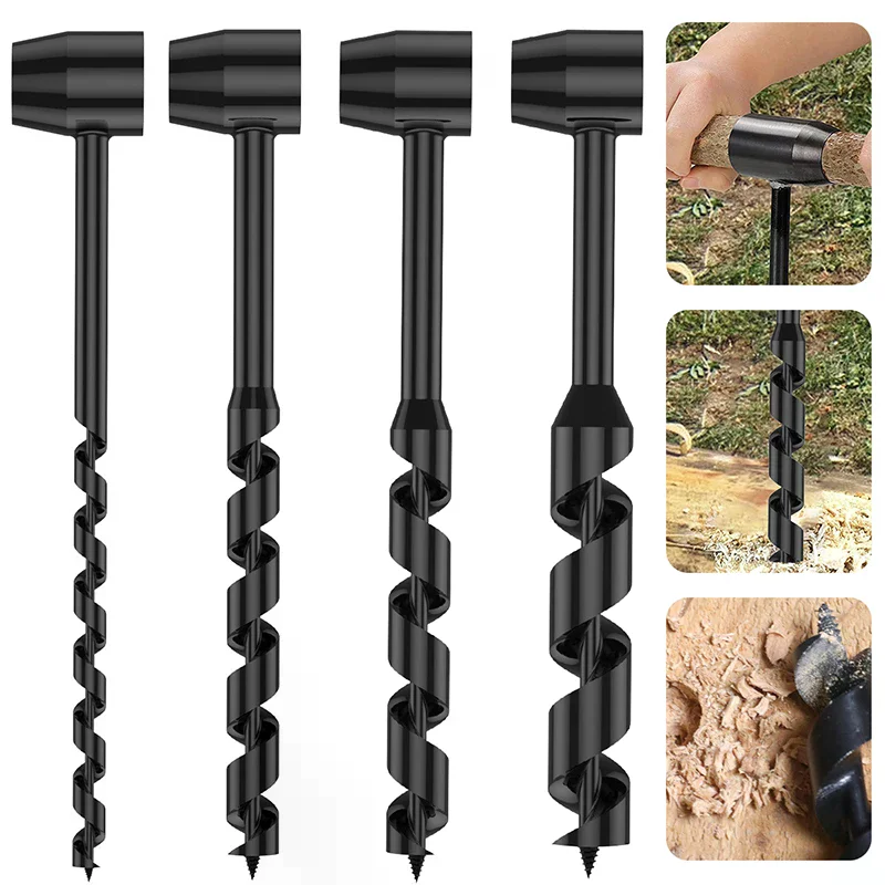 Carbon Steel Manual Hand Drill, Survival Auger, Portable Wood Punch Bush-Craft, Outdoor Extended Drill Bit