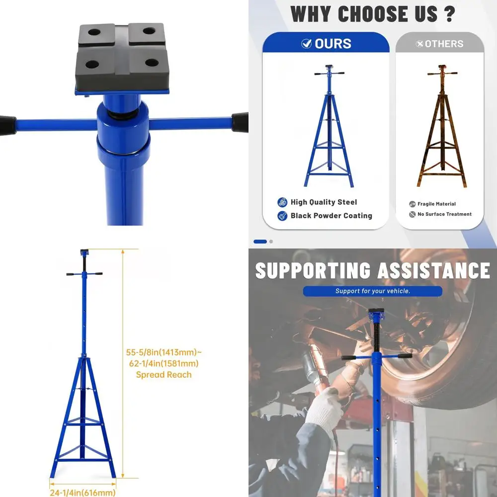 

Регулируемая по высоте подставка-домкрат для гаража, грузоподъемность 2 тонны, диапазон 55.625-79.5, сталь с синим покрытием, NN1769