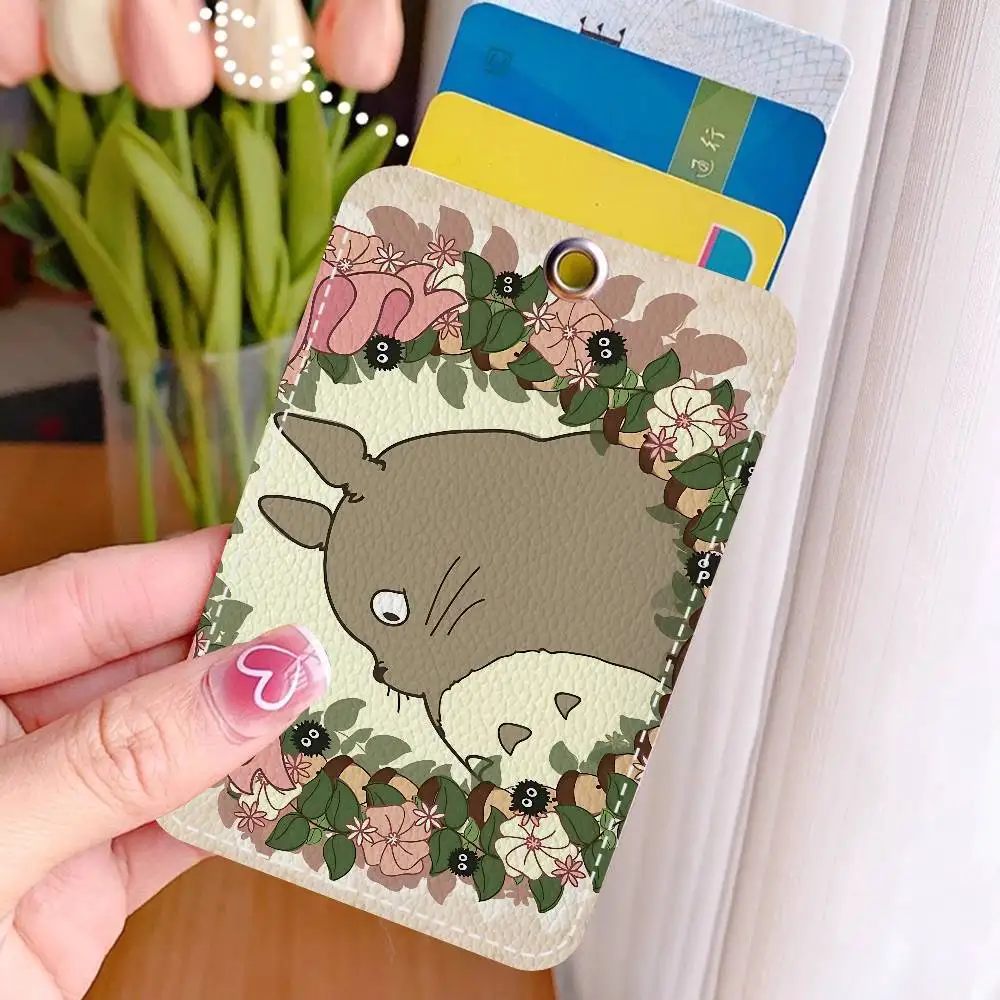 Cute Totoro 1Pc Access Card Case Leather Card Holder Keychain Key Ring Door Access Tags ID Card Case Keychain view 5