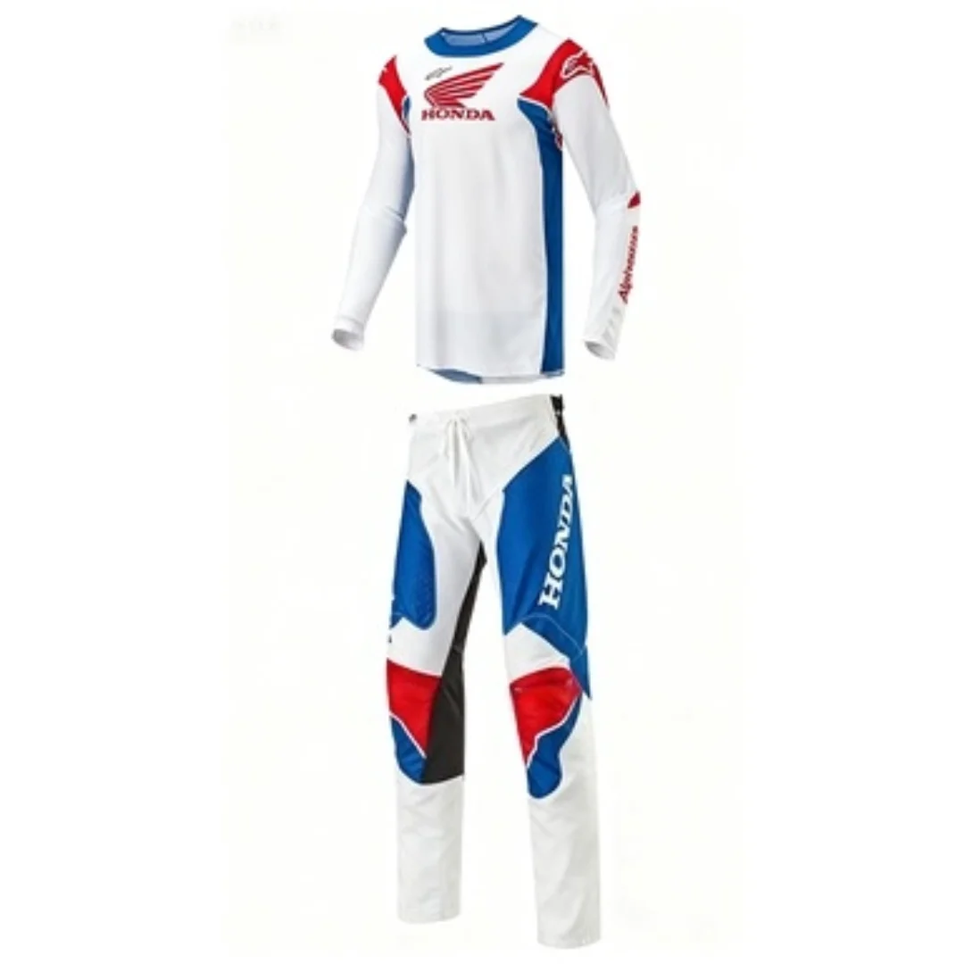 

Honda Iconic Moto Gear Set - Pant and Jersey Combo Long Sleeve Motorcycle Tee Breathable Quick-Dry Super Racing Jersey for Men