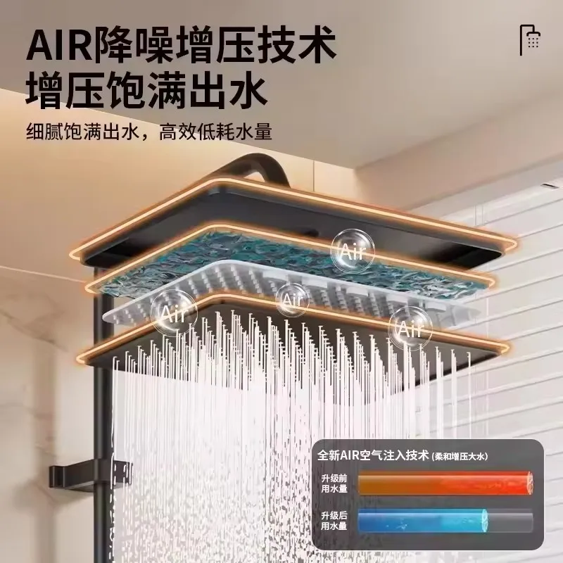 رأس دش مطري جديد عالي الضغط مقاس 12 بوصة باللون الأسود 360 درجة ° رأس دش مطري دوار كبير الحجم للحمام #3