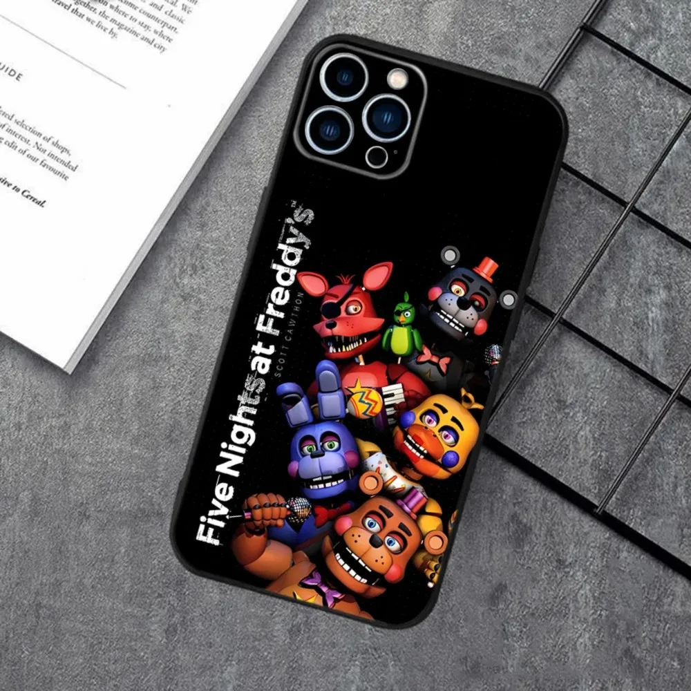 FNAF F-Five N-Nights at-Freddys Phone Case For Apple iPhone 15,14,13,12,11,XS,XR,X,8,7,Pro,Max,Plus,mini Silicone Black Cover