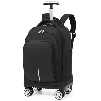 Reisekoffer Trolley Rucksack mit Rädern große Kapazität Rollt asche Schul rucksack Roll gepäck Laptop Geschäfts gepäck