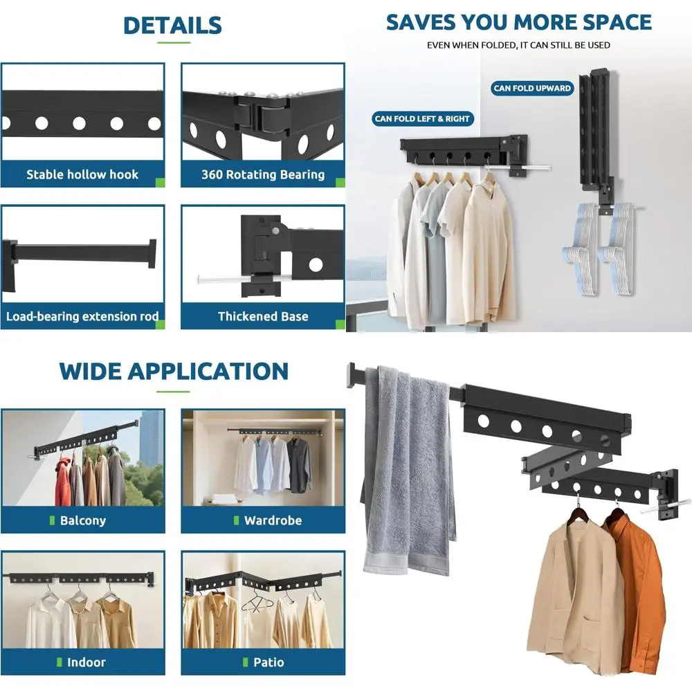 

Компактная настенная складная сушилка, многоуровневая компактная сушилка для одежды в помещении и на открытом воздухе черного цвета