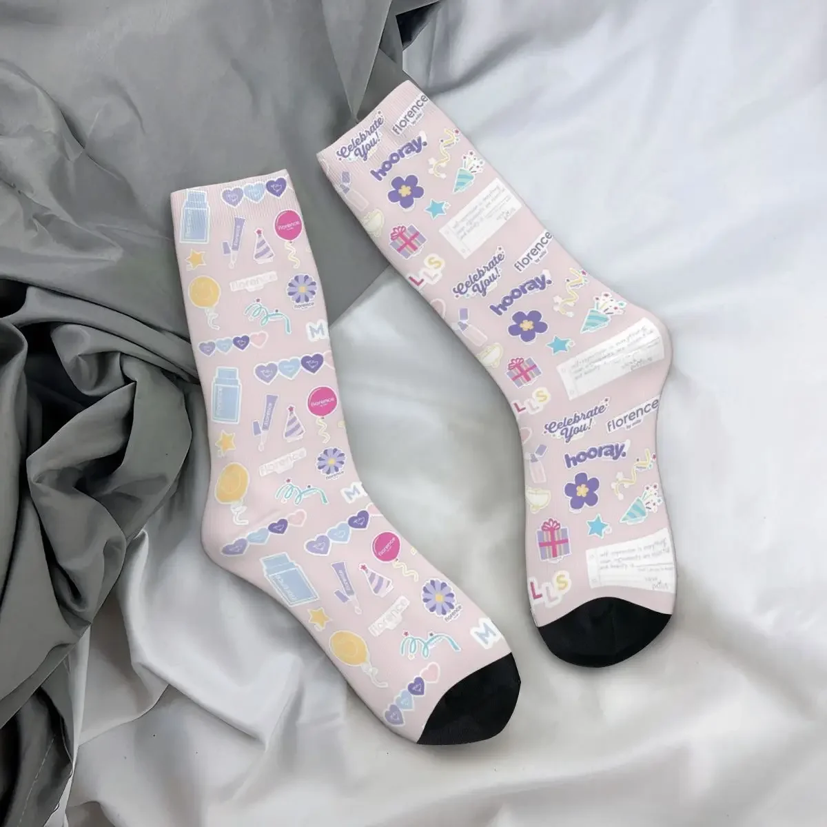 

All Seasons Crew Stockings Florence By Mills Millie Bobby Brown Socks Casual Long Socks for Men Women Valentine's Day Gifts