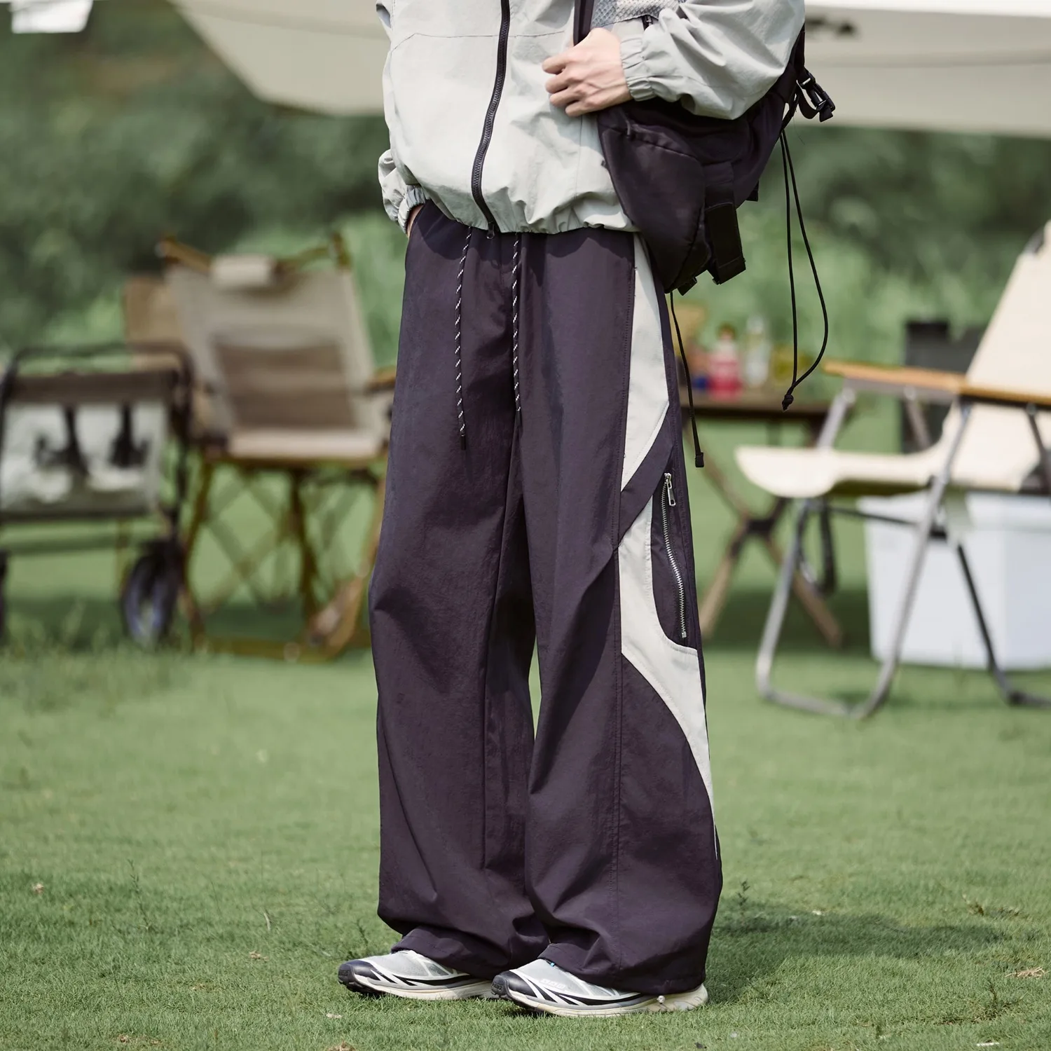 

Мужские спортивные брюки прямого кроя с цветными блоками для улицы весной, осенью и летом, новый модный бренд, свободный крой,