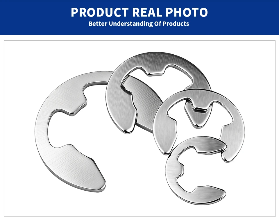 304 Edelstahl E-Ring-Unterlegscheiben GB896 DIN6799 E-Clips Wellensicherungsringe Sicherungsringe Befestigungselemente Sortiment M1.5-M15 – Detail 6