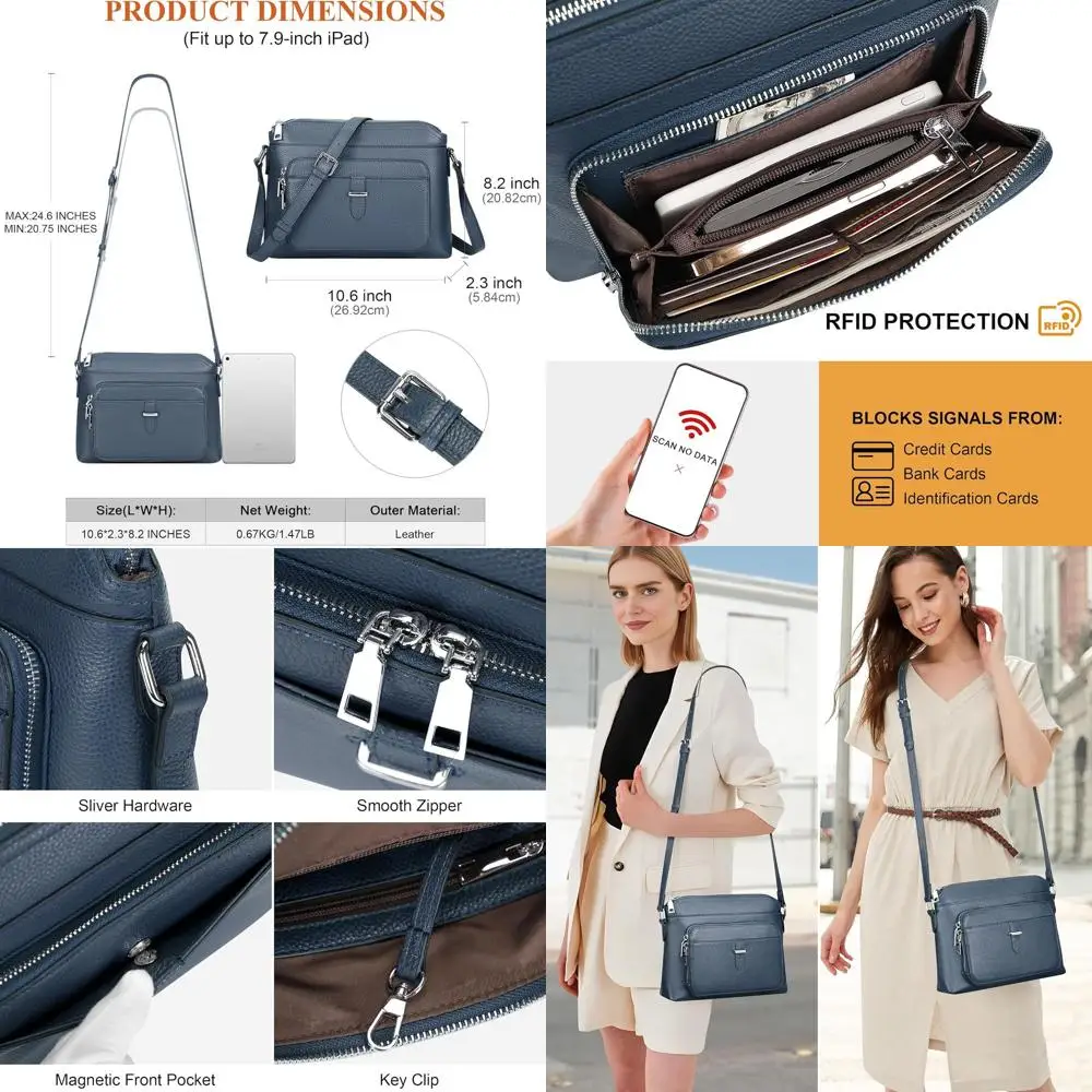 

Women's Genuine Leather Crossbody Bags with Card Slots, Small Handbags and Purses for Everyday Use