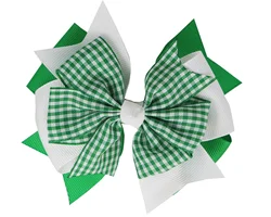 NEW Plaid Bows 4INCH School hair bows First Day Gingham Ribbon stacked bow Hair clip hairpin For Baby Girl Accessories