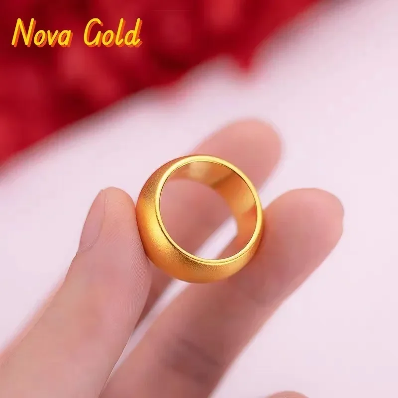 NovaGlod 24K Gold AU999 Shiny Polished Ring 12mm Wide Men's - Premium gold, 12mm men's fit, versatile for business wear