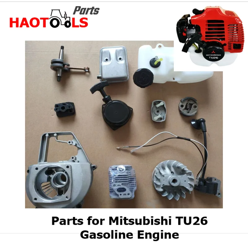 Part for TU26 Gasoline Engine, Carburetor, Air Filter, Clutch, Cylinder, Flywheel, Piston, Crankshaft, Cam, Arm