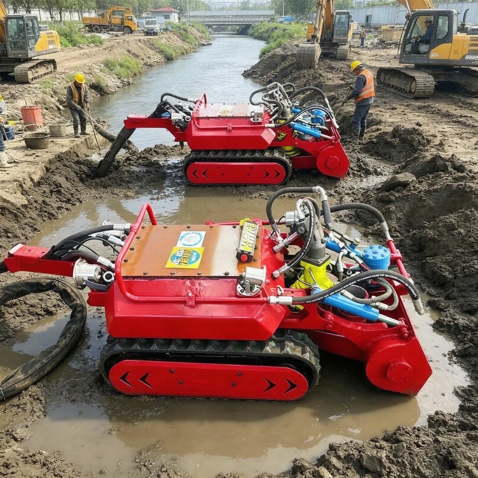 Dredging Robot Waterproof Submersible Track Crawler Dredging Robot for Coastal Erosion Control and Reservoir Waterways