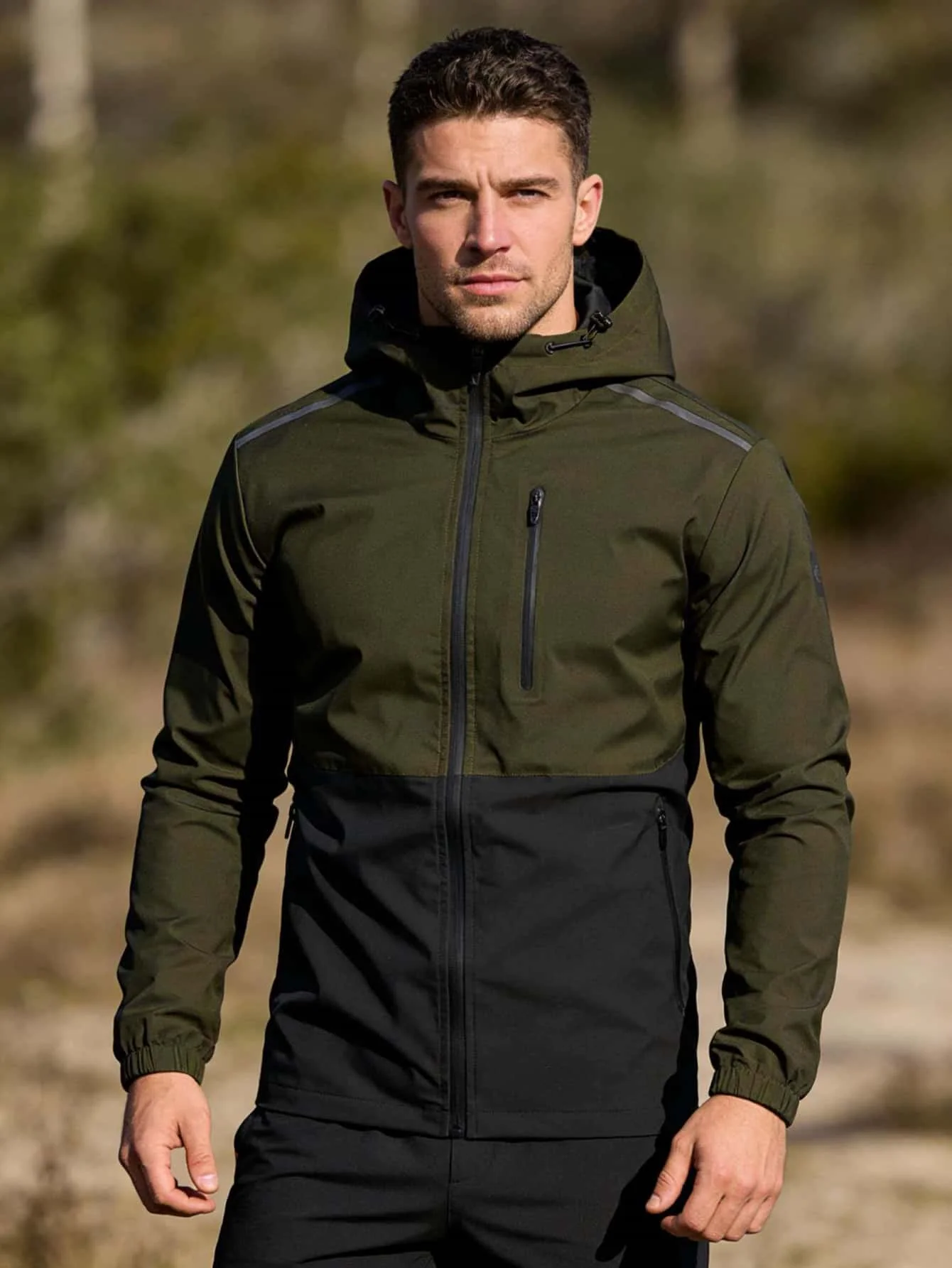 Men's Spring Autumn Winter Long Sleeve Jacket Hooded Patchwork Color Block  Outdoor Fleece Lined Coat
