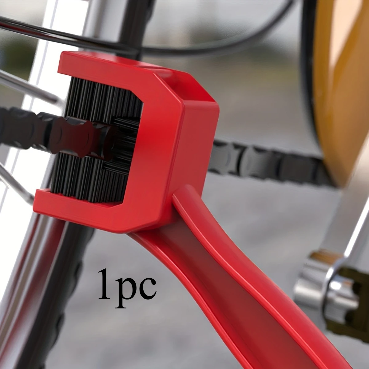

1pc Red Bicycle Chain Brush: Get Your Chain Cleaned Quickly and Easily with this Three-Sided Motorcycle Square Head Brush!