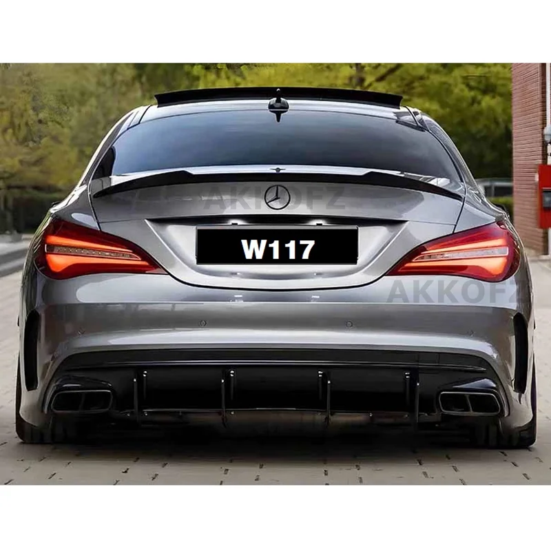 For Mercedes-Benz CLA W117 C117 CS Style Carbon Look Rear Spoiler Trunk Wing 2013-2019 Gloss Black