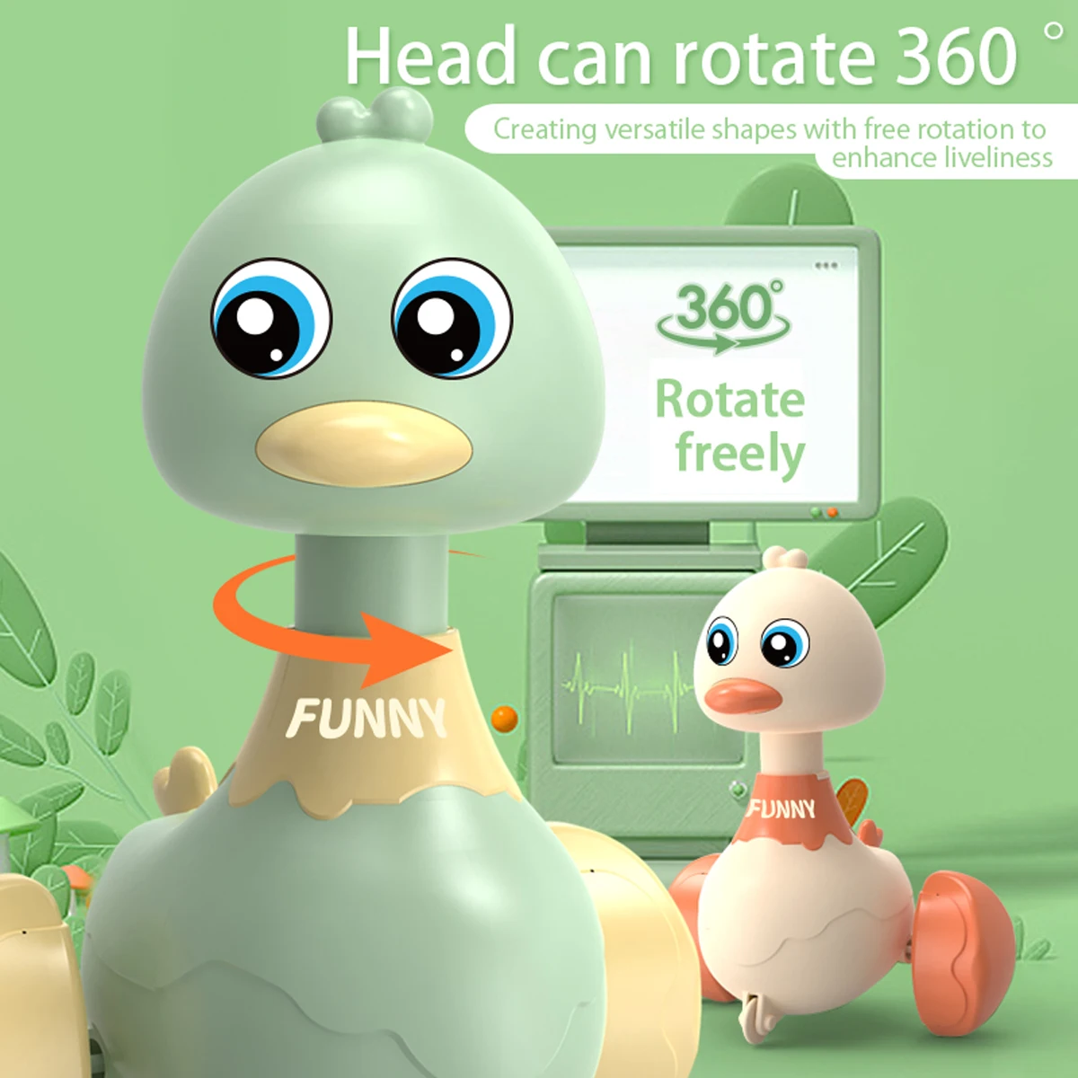 赤ちゃんのための感覚玩具,緑のアヒルのおもちゃ,圧力とリバウンド,アヒルのパズル,学習とクロール