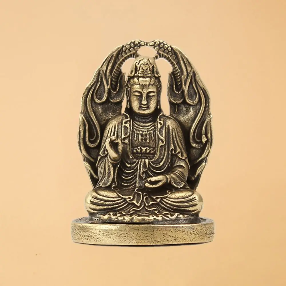 Creative Solid Guanyin Buddha Statue Brass Craft Small Pocket Buddha Ornaments Antique Buddha Pendant Home