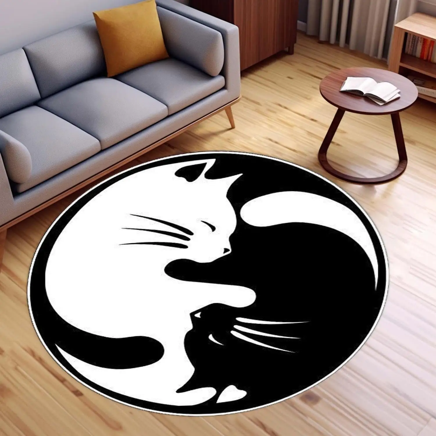 Cat Vintage Animal Leopard Tiger Print Anti Slip Round Rug Soft Washable Floor Carpet Bedroom Living Room Home Indoor Decor Mat