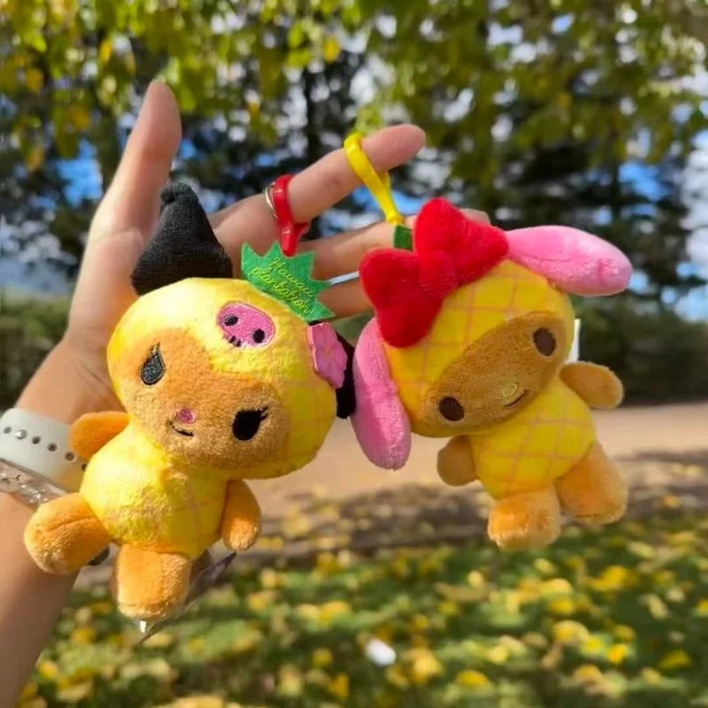 

Sanrio Гавайская коллекция ананасов темная кожа Куроми плюшевые игрушки брелки черная кожа моя мелодия маленький кулон подвески для рюкзака