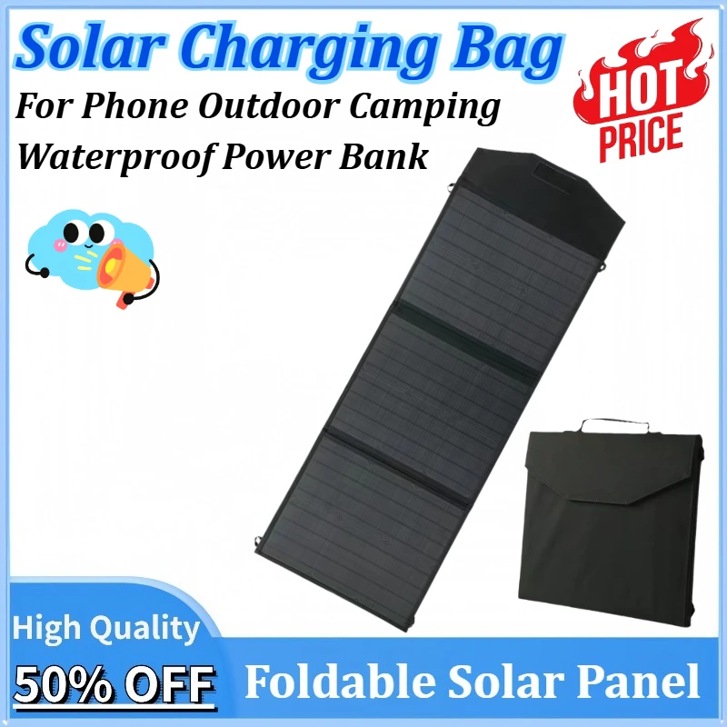 

Newly upgraded 18V 60W Solar Charger Foldable Solar Panel Bag for Portable Power Station/Generator Outdoor Travel Camping