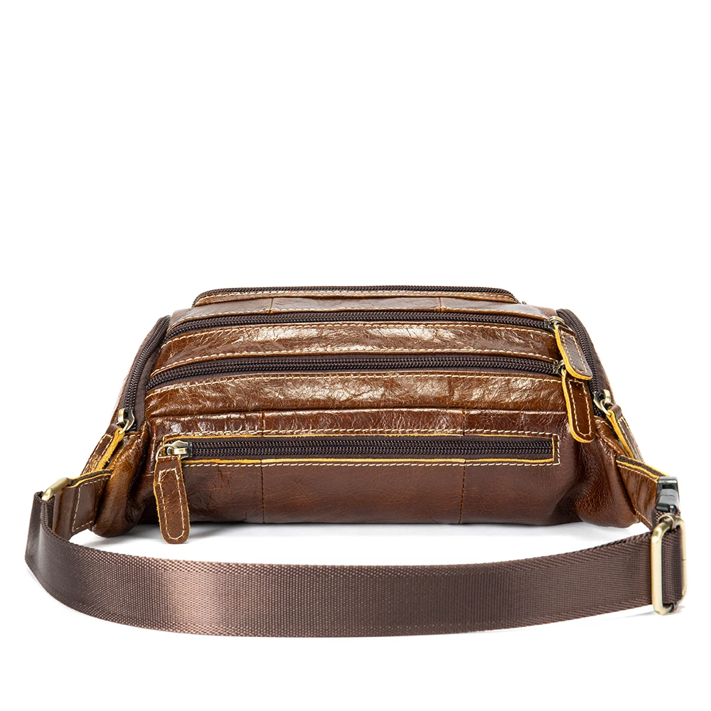WESTAL genuine leather Travel Waist Pack Fanny Pack men Leather Belt Waist bags phone pack small chest messenger for man 8355