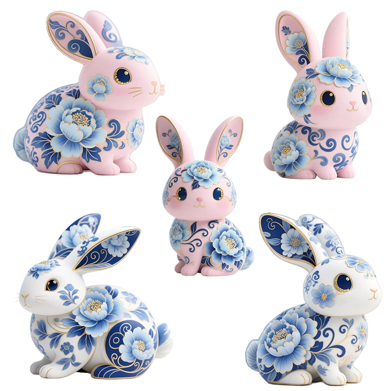 Three Ratels CD350 Cartoon celadon patterned rabbit Wall stickers for home decoration furniture and appliances  decals
