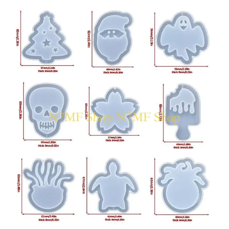 

N7MF 36pcs Animals Resin Shaker Molds DIY Decoration Molds Keychain Mold