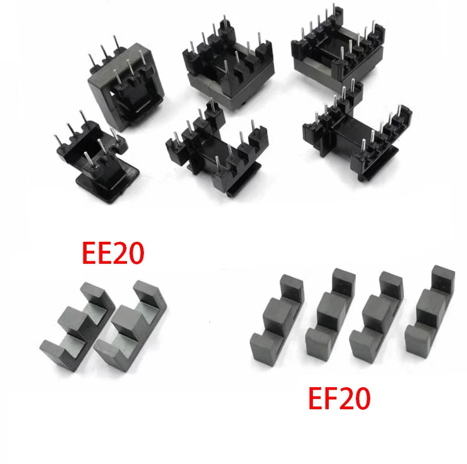 EE20 EF20 3+3 4+4 5+5 Pins 6/8/10P Mn-Zn PC40 Vertical Horizontal Transformer Ferrite Magnetic Core Coil Skeleton Former Bobbin