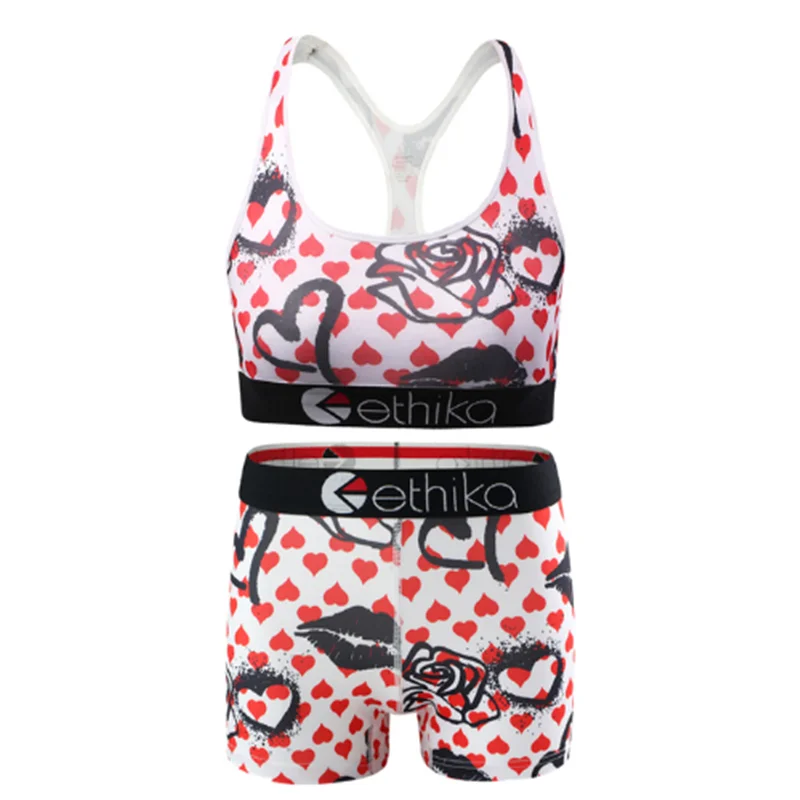 ETHIKA Women's Men's New Jacquard Vest Shorts Two-piece Sweat-absorbing Beach Swimsuit Quick-drying Sports Fitness Set