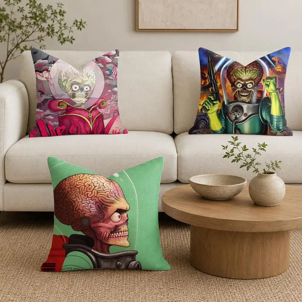 Mars Attacks Cushion Cover Plush Fabric Soft Double-Sided Printed Sofa Warm Winter Home Gift Pillow Cover
