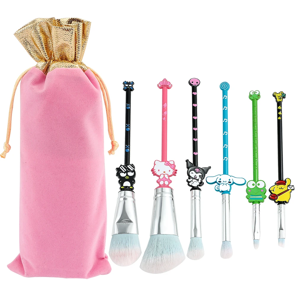 6pcs Hello Kitty Brushes Makeup Sanrio BADBADTZ MARU Cinnamoroll Kuromi Makeup Brush for Kids Kawaii Brochas Maquillaje