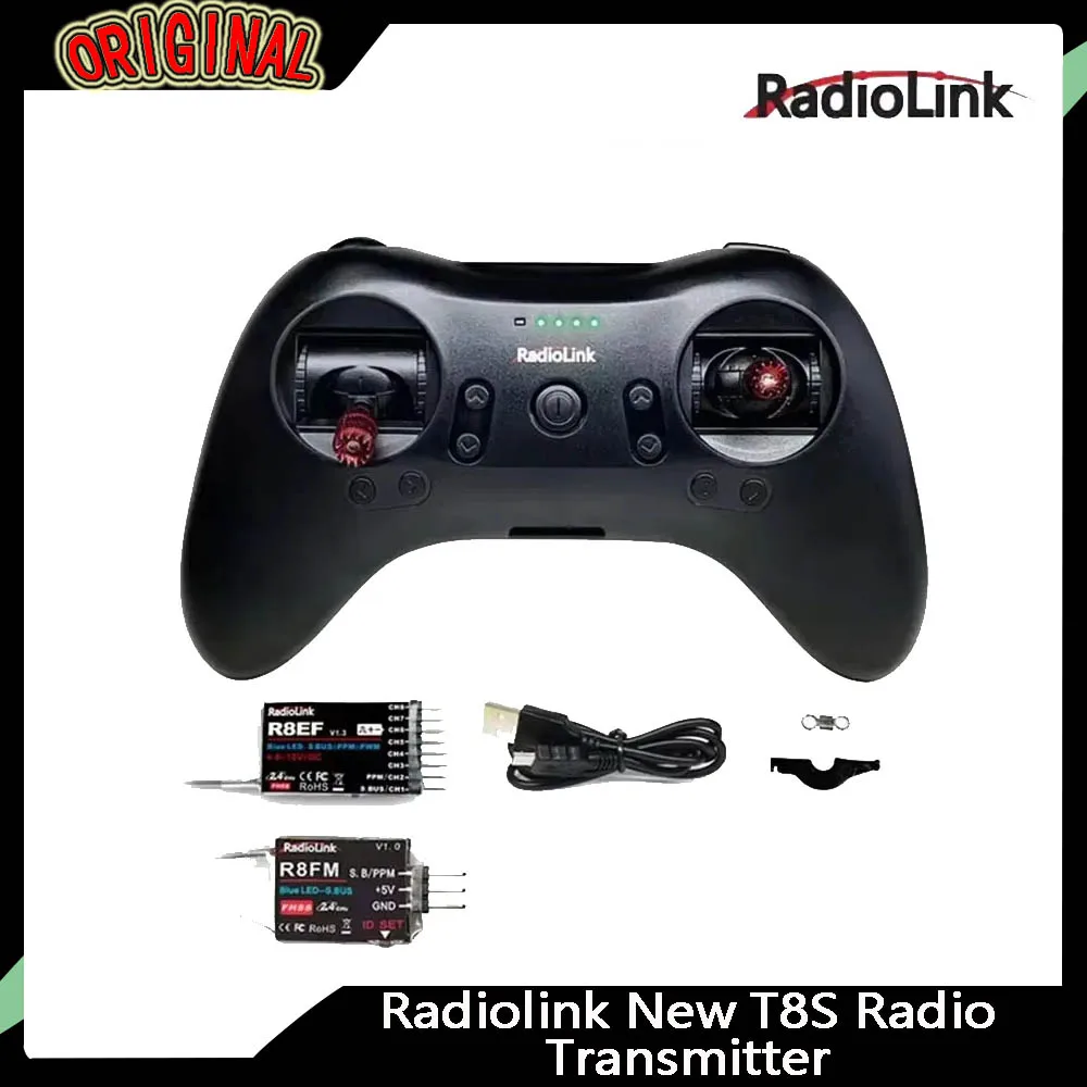 

Radiolink T8S 2.4G 8-Channel Transmitter R8EF Receiver - 2000m Range, Game-Shape for FPV Drones RC Aircrafts