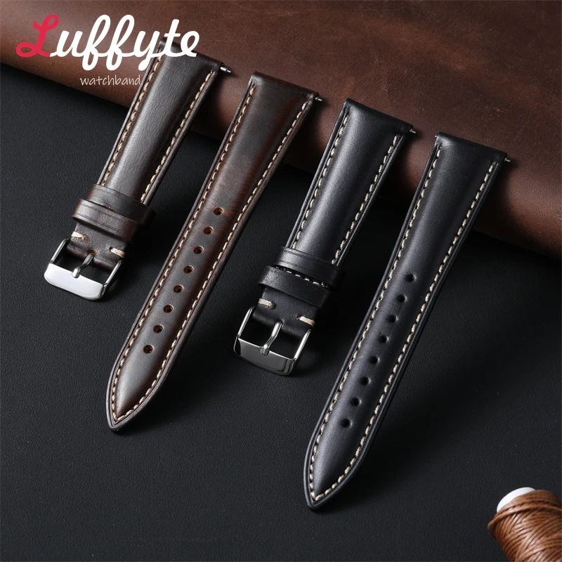 Oil Wax Skin Watch Band Quick Release Genuine Leather Watch Strap 18/19/20/21/22mm Comfortable Wrist Belt Watch Accessories