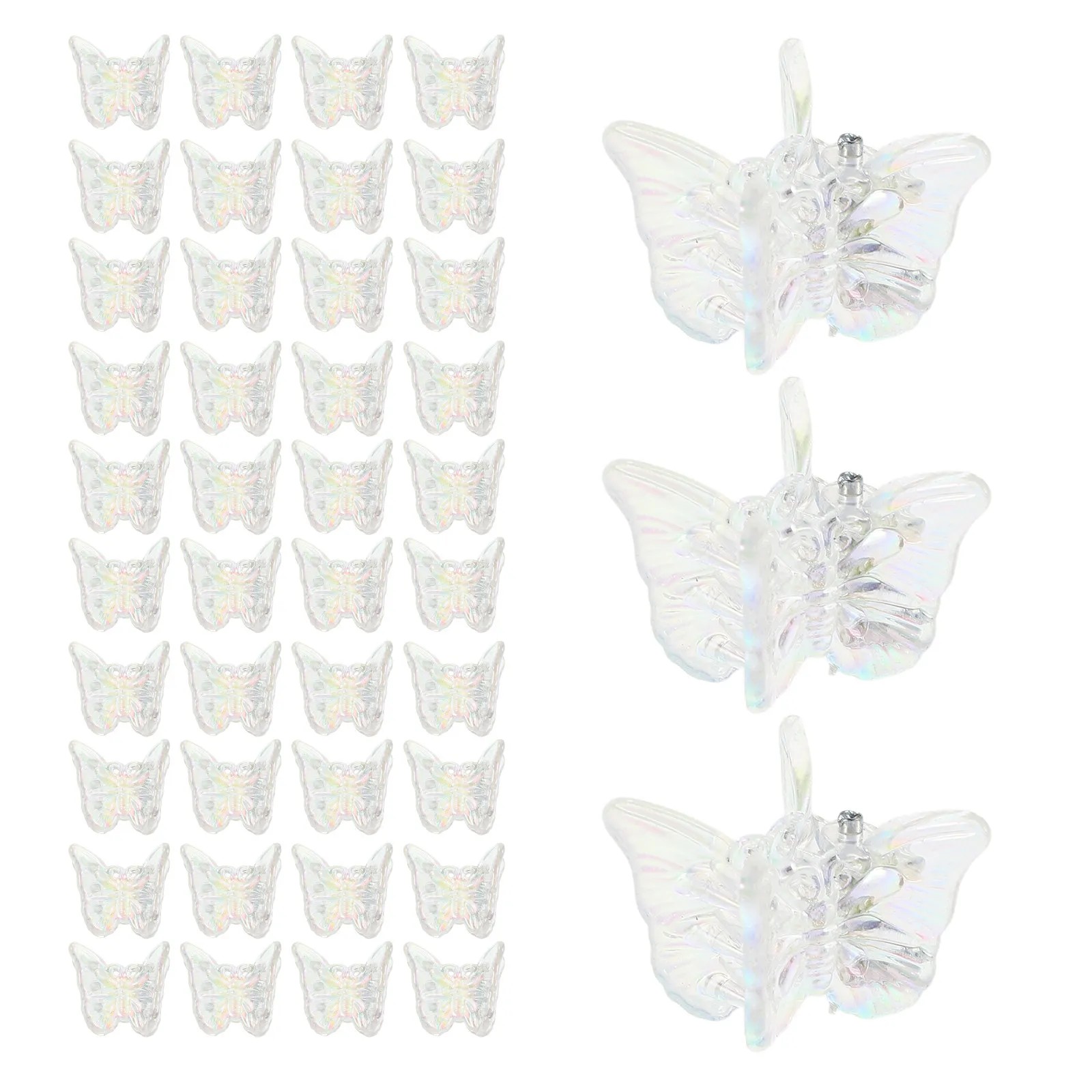 

100 шт. мини-заколок для волос в форме бабочек, прозрачные, цвета русалки, с блестящим дизайном, легкие и прочные