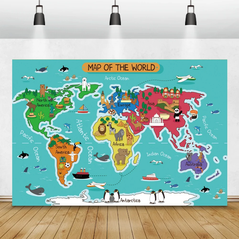 Laeacco Old World Map Pattern Photo Backgrounds Baby Study Portrait Home Decor Photography Backdrops Photocall For Photo Studio