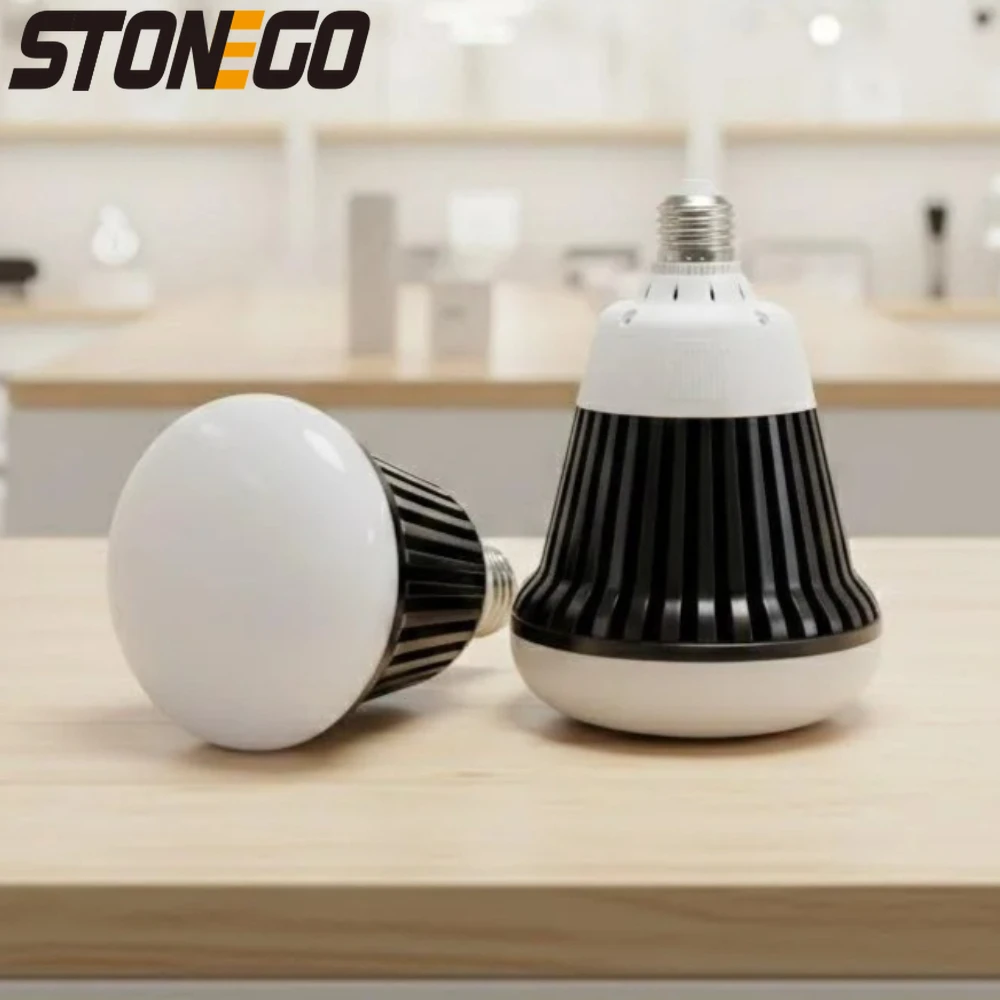 

Мощная светодиодная лампа E27 из черного алюминия, долговечная, энергоэффективная, для дома и офиса