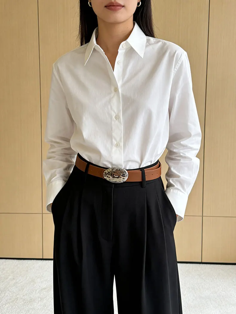 New stylish niche-design minimalist oval leather buckle a sophisticated commuter belt that pairs perfectly with jeans