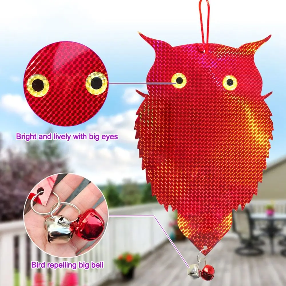 Hanging Bird Repel Scare Devices Waterproof Pest Control Fat Owl Bird Repellent Decoration Wind Chime With Bell