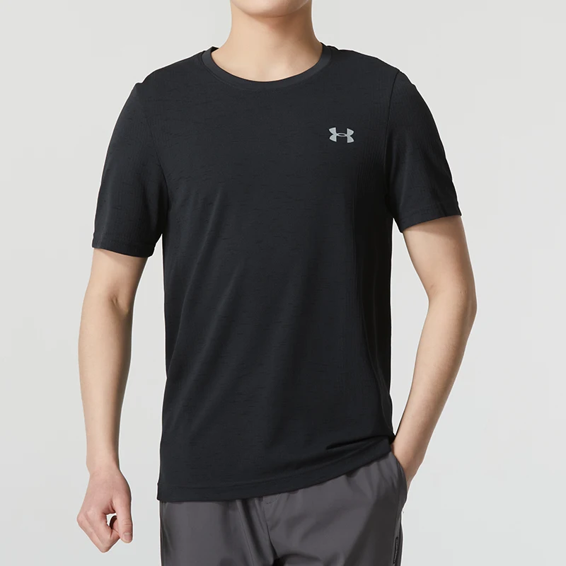

Футболка Under Armour, мужская спортивная одежда, топ для фитнеса, тренировок, бега, мягкая, простая, удобная, дышащая, с короткими рукавами 1382801-001