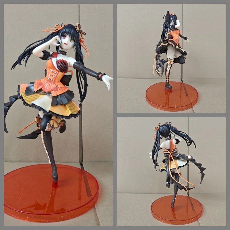 24cm Date A Live Anime Figure Black Dress Casual Wear Kurumi Tokisaki PVC Action Figure Nightmare Car Decoration Collection Gift