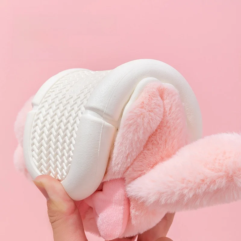 شباشب للأطفال أحذية منزلية قطة قطن كرتونية أحذية شتوية للفتيات دافئة مضادة للانزلاق ناعمة من الأسفل باللون الوردي مقاس الأحذية 17 سم - 26 سم #2