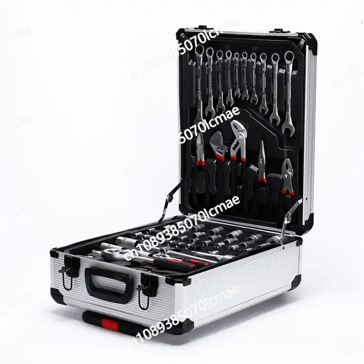 Pull-along Suitcase and Aluminum Box Set, Four Layers of Hardware Combination Tools, Chrome Vanadium Carbon, 186PCs