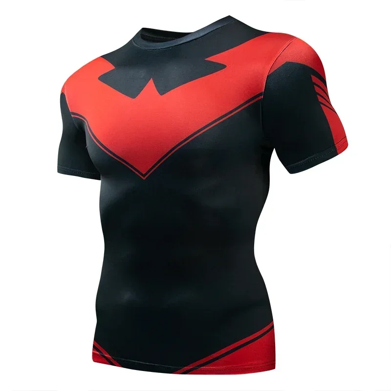 2024 Red Nightwing Short Sleeve Compression Shirts Thanos 3D Printed T Shirts Men Summer NEW Crossfit Top For Male Fitness Cloth